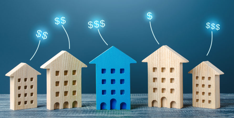 house prices with dollar signs